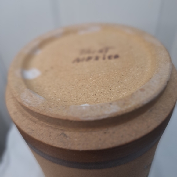 Vintage Tacat Hand Painted Folk Art Mexican Sandstone 9.5" Vase - Picture 6 of 6